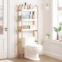 Spirich Over The Toilet Storage Shelf, 3-Tier Over Toilet Bathroom Organizer, Space-Saving Above Toilet Storage Shelf Rack with Bamboo Frame