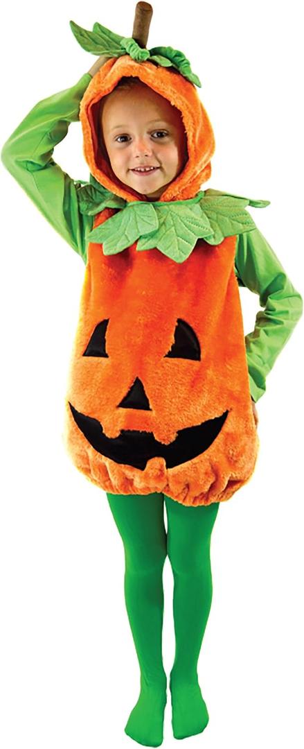 Spooktacular Creations Halloween Baby Pumpkin Costume with Green leaves for Toddler Kids Halloween Dress Up Pumpkin Party (3T)
