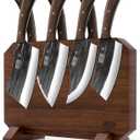 HOSHANHO 8 Pieces Butcher Kitchen Knife Set, Hand Forged High Carbon Stainless Steel Magnetic Knife Block Set, Ultra Sharp Chef Knives Set with Meat Cleaver Knife & Bone Chopper Knives Gift for Men