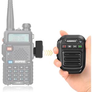 ABBREE Ham Radio Wireless Handheld Speaker Mic, 2 Pin Shoulder Microphone for Baofeng 5RM UV-5R,BF-F8HP PRO,AR-152,K5PLUS,GM-15Pro,UV-5G Plus UV-32 GM21 Walkie Talkie Accessories (Black)