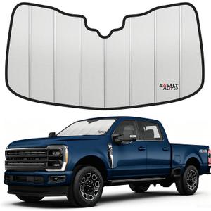 2023-2024 F250 F350 Super Duty Windshield Sun Shade Compatible for 2023-2024 Ford F250/F350/F450/F550/F600 Super Duty Upgraded 6 Layers Accordion-Folding Front Sun Visor with Storage Bag