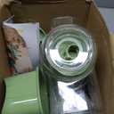 SUSTEAS Rotary Cheese Grater with Handle - Vegetable Shredder with 5 Well-designed Blades & Strong Suction Base,Round Mandoline Slicer & Food Chopper for Kitchen,with Blade Storage Box(Retro Green)