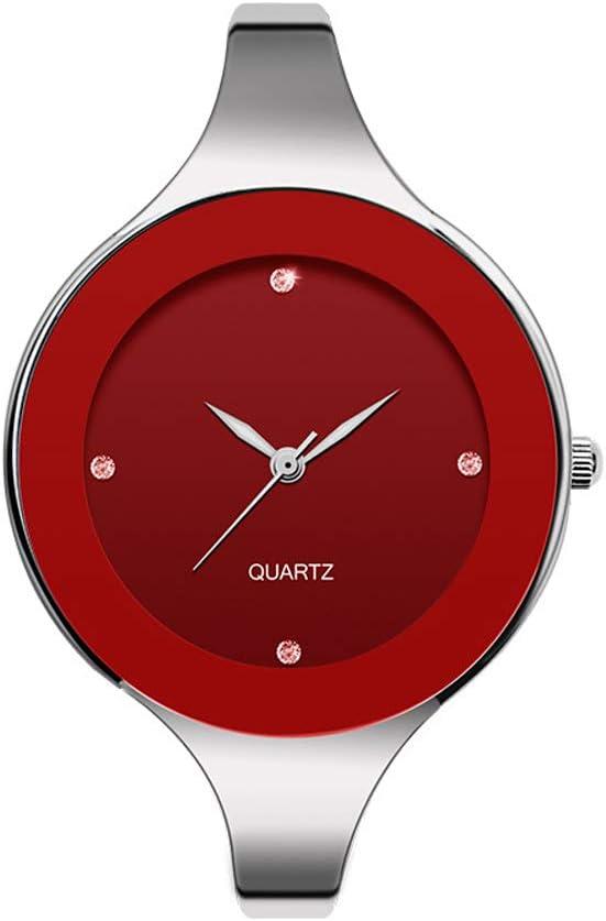 Weicam Luxury Ladies Bracelet Stainless Steel Bangle Wrist Watch Womens Quartz Analog Watch Best Gifts (Red)