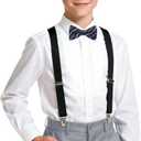 Kids Suits for Boy Suspender Pants Set Teen Boys Light Gray Ring Bearer Outfit Formal Dresswear Size 18