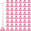 48 Pcs Taper Candle Holders Bulk for Wedding Pillar Candles Metal Taper Candlesticks Holders Centerpieces Short Candle Stick Dinner Decor for Party Anniversary Dinning Table Gift (48, Pink)