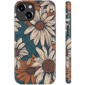 STARVIP for iPhone 13 Mini Case, Wireless Charging Compatible,Dual-Layer Protection with Stylish Wildflower Design, Soft Silicone + Hard Shell, Cute Chic Phone Cover for Women - Floral Daisy Pattern
