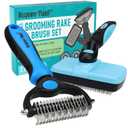 Maxpower Planet Dog Rake and Dog Hair Brush - Gently Removes Loose Undercoat, Mats and Tangled - Deshedding Grooming Tool for Dogs & Cats - Self Cleaning Slicker Brush - All Hair Types (Large)