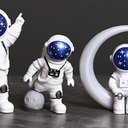 Blue White Astronaut Statues Set of 3 Spaceman Sculpture Figurines Outer Space Theme Decor for Nursery Room Cake Topper