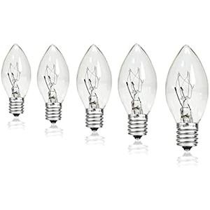 25 Pack C7 Clear Replacement Bulbs, 120V 5W Incandescent, C7 Christmas Lights, E12 Candelabra Base, Halloween Bulbs Warm White for Patio Outdoor String Lights Decor, Night Light