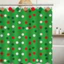 12 Pcs Christmas Shower Curtain Hooks Red and Green Decorative Rings Christmas Ball Boho Knots Shower Curtain Hooks Candy Stainless Steel Ring Winter Bathroom Decoration for Bathroom