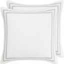 Laura Ashley - Euro Shams, 100% Smooth Cotton with Envelope Closure, Throw Pillow Cover for Bed or Couch, Oeko-Tex Certified, Set of 2 (Stitched Vine Leaf Grey, 26" x 26")