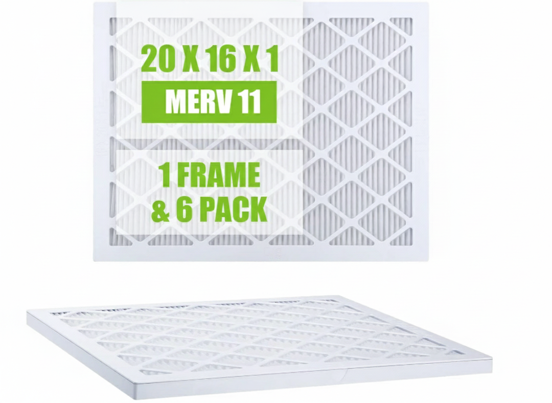16x20x1 Air Filter, MERV 11, MPR 1000, Unique ABS White Plastic Frame, Durable and Easy to Replace, Clean Living Basic Dust, 6 Pack (Exact Size: 19.6" x 15.6" x 0.9")