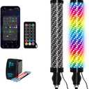 2PCS 1FT Fat Whip Lights with Spring Base, Thick LED Whip Lights with App & Remote Control,Spiral RGB Chasing Lighted Antenna Whips with Rocker Switch,Music Whip Light for UTV ATV Can-Am Truck