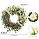 Sggvecsy White Daisy Wreath 24 Inch with Fake Silk Floral Green Eucalyptus Leaves and Lavender for Spring Summer Front Door Window Wall Wedding Farmhouse Festival Decor
