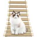 40in Cat Climbing Ladder & Bridge - Multi-Functional DIY Cat Wall Furniture with Sisal Rope for Indoor/Outdoor Cats, Parrots, and Small Pets (Wood Tone, L-40in)
