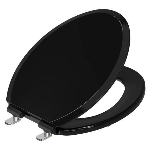 Topseat Pro Elite Heavy-Duty Wood Toilet Seat with Magic Hinge, Elongated, Black