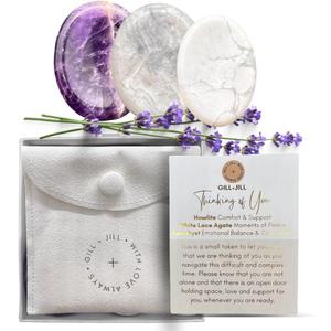 Thinking of You Comfort Worry Stones  Sympathy & Bereavement Gifts for Loss of Loved One, Memorial Grief Gift for Adults & Children, Remembrance Healing Crystals, in Loving Memory Condolence Gift