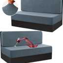 H.VERSAILTEX 100% Waterproof RV Dinette Cushion Covers - Booth Set Stretch Camper Cushion Replacements - Anti-Slip Crizzle Pattern (2 Backrest & 2 Bench Covers, Stoneblue)