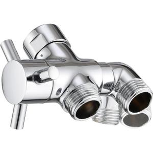 PDPBath Brass 3 Way Shower Arm Diverter Valve for Handheld Shower Head and Fixed Shower Head, G1/2 Universal Connection - Chrome
