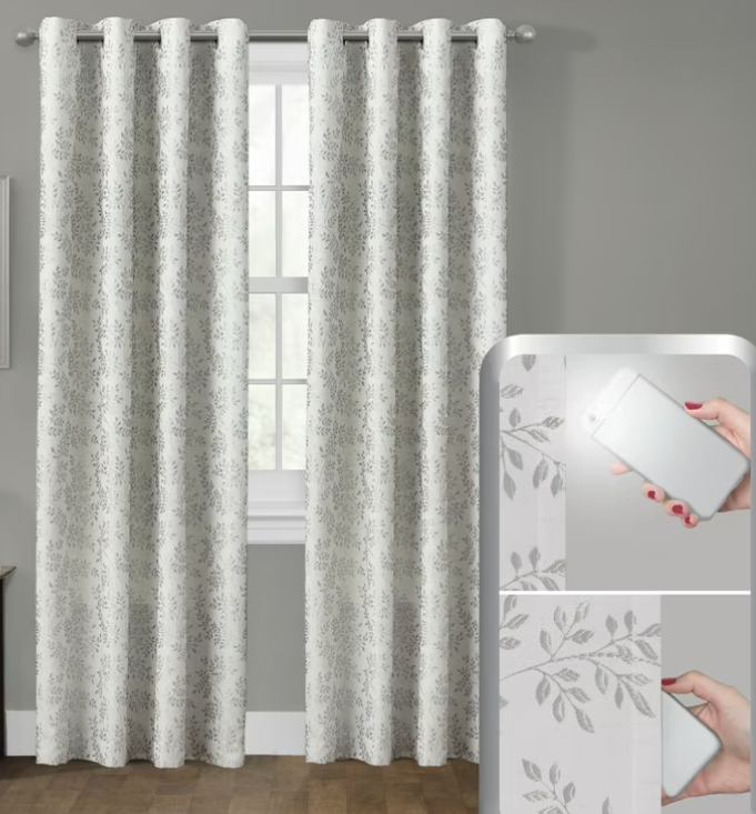 Smart Curtains Easy Hang Curtain Hidden Back Hooks Panel 40inX63in