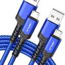 JSAUX Micro USB Cable for Android, (2-Pack 6.6FT+10FT) Micro USB Android Charger Cable Nylon Braided Cord Compatible with Galaxy S7 S6 J7 Edge Note 5, Kindle. MP3 and More-Blue