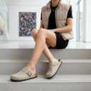 CUSHIONAIRE Hana Womens Clogs | Comfortable Vegan Suede Clogs for Women | Slip On Potato Shoes with Cork Footbed & Arch Support | Memory Foam 9