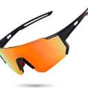 STORYCOAST Polarized Sports Sunglasses for Men Women,Driving Fishing Cycling Mountain Bike Sunglasses UV400 Protection, Black Frame,Red Mirror Lens