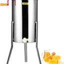 VEVOR 3 Frame Honey Extractor, Stainless Steel Manual Beekeeping Extraction, Honeycomb Drum Spinner with Transparent Lid, Apiary Centrifuge Equipment with Height Adjustable Stand