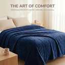 Exclusivo Mezcla Soft Fleece Blanket King Size, Cozy Lightweight Blankets with Decorative Wave Textured Suitable for All Season Use, Navy Blue, 90x104 Inches