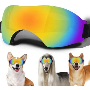 Medium Dog Sunglasses, Dog Goggles with Adjustable Strap UV Protection Winproof Snowproof Dog Puppy Sunglasses, Suitable for Medium Dog Pet Glasses, Dogs Eyes Protection (Smooth style-Multi-colored)