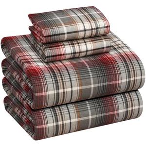 RUVANTI Flannel Sheets Queen Size - 100% Cotton Double Brushed Bed Sheets, Deep Pockets 16 Inches Queen Sheet Set, All Seasons Breathable & Extra Soft - Warm & Cozy, 4 Piece, Halloween Check
