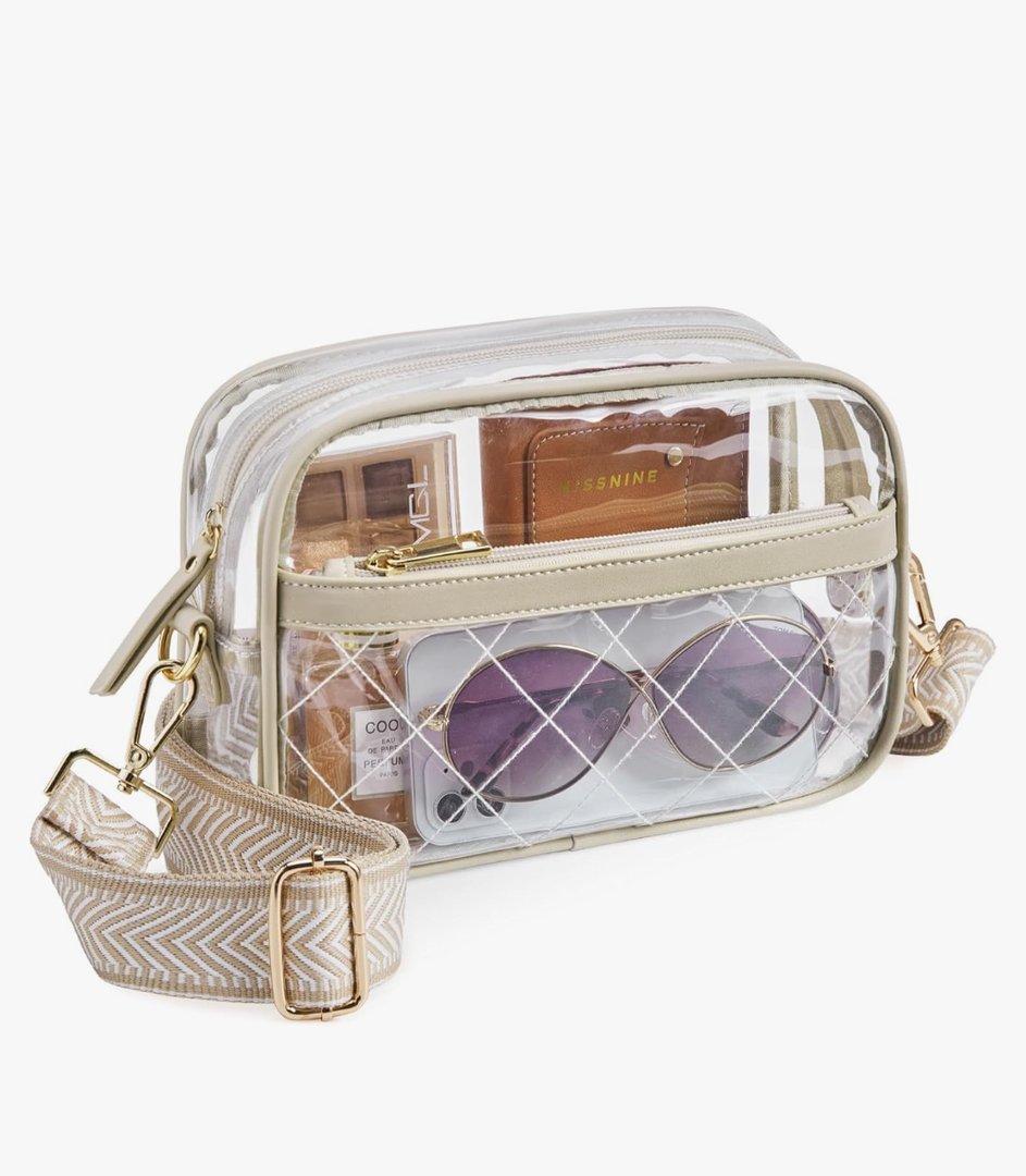 Missnine Clear Bag for Stadium Events Quilted Clear Purse for Women Stadium Approved PVC Crossbody Concert Bag