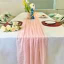 Booque Valley Pink Table Runner 10ft Boho Cheesecloth Super Soft Seersucker Gauze for Wedding Bridal Shower Baby Shower Birthday Party Decoration Centerpiece Table Decor, 2 Pack, Blush Pink