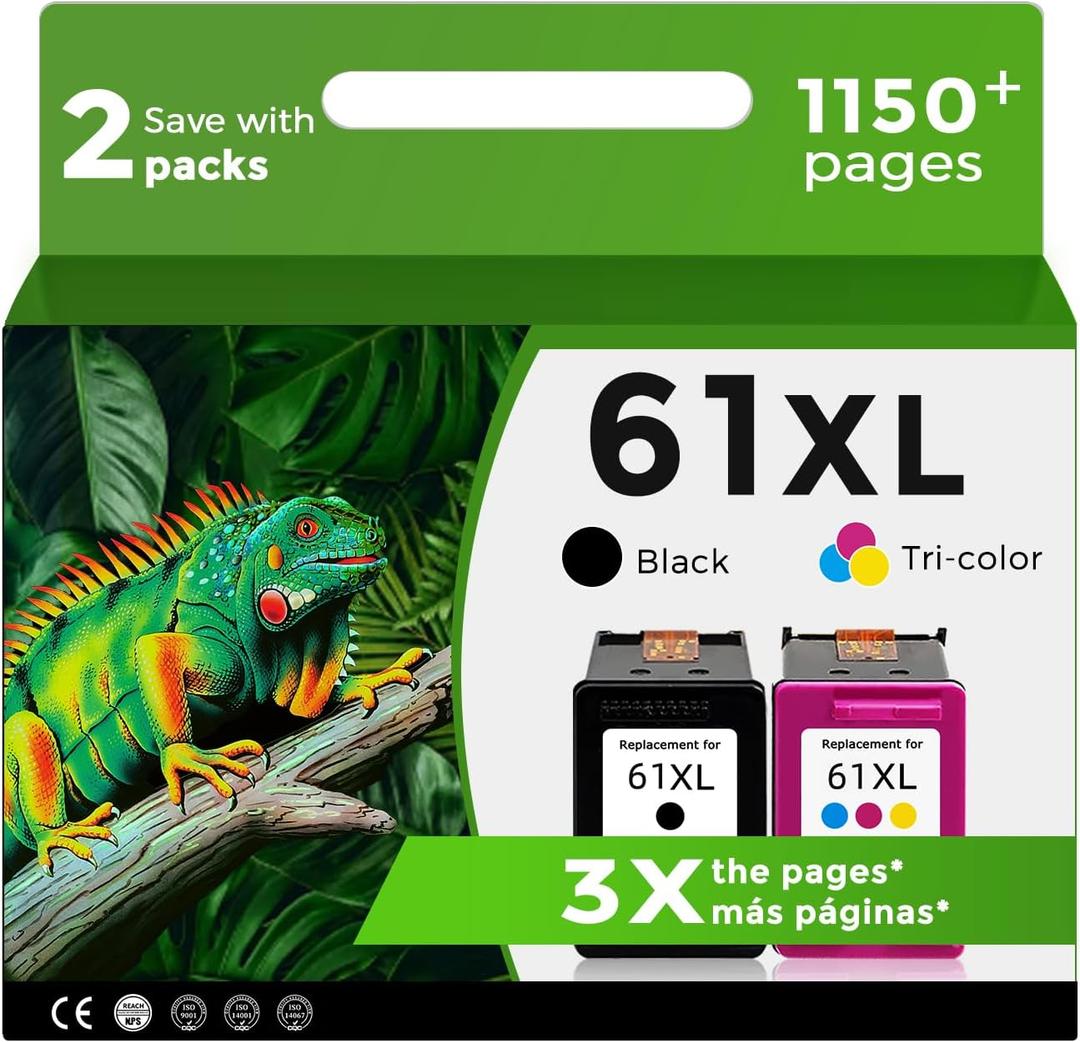 61XL Ink Cartridge for HP Ink 61 XL Black Color Replacement for HP61 HP61XL for 5530 4500 2620 4630 2540 4502 3050 1510 4632 4501 2542 2514 3510 4635 3050a 5535 4610 1000 1010 1512 3512 2541 Printer