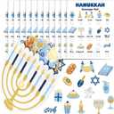 Hanukkah Scavenger Hunt Game Chanukah Decoration Including 15 Scavenger Hunt Cards 45 Felt Chanukah Element Pieces with Menorah Bag for Kids Adults Hanukkah Party Activities