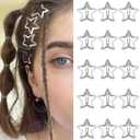 Star Hair Clips 2000s Y2K Snap Hair Barrettes Non Slip Star Hair Accessories Silver Metal Hair Clips for Girls Women -15 PCS 1.18"