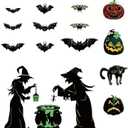 16pcs Halloween Car Magnets, Luminous Halloween Car Decor Stickers Bat Witch Pumpkin Cat Magnetic Stickers Glow in The Dark for Fridge Garage Door