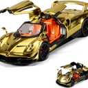 Toy Car Model 1/24 Diecast Cars Collectible Car Model Kit for Adults and Boys,Metal Pull Back Cars with Lights and Sounds,Great Car Toys Gifts for Kids,Toy Cars for Boys Age 3-12（Gold）