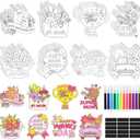 32 PCS Mother's Day Crafts Set Fridge Magnet Kit Paint Your Own Happy Mother's Day DIY Include 32 Magnet 24 Paint Pens Classroom Gifts Favors Party Supplies Home School Activities Decors