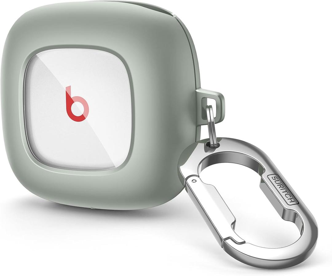 SURITCH Case Compatible with Beats Fit Pro Earbuds, Shock-Absorbing Protective TPU Shell for Beats Fit Pro Charging Case 2021 Earbuds Secure Locking System with Anti-Lost Keychain, Olive