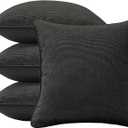 4 Pack Sunbrella Outdoor Water Repellent Throw Pillows 18x18 Inch with Insert, Decorative Square Patio Pillows for Home Garden Couch Balcony, Canvas Coal
