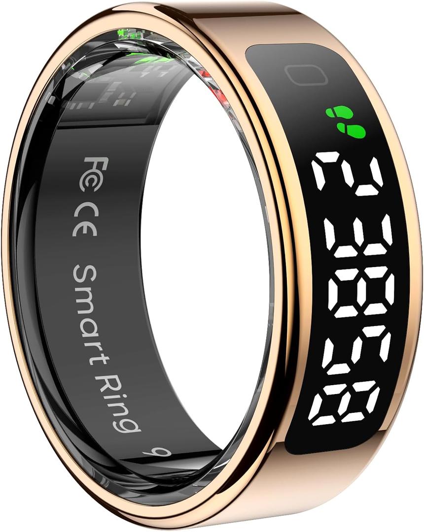 R11 Smart Ring for Women & Men with Trendy Design | 5ATM Waterproof Fitness Essential | Non - invasive Heart Rate & Blood Oxygen Tracking, Sleep & Activity Monitoring | No Subscription Fee (8#)