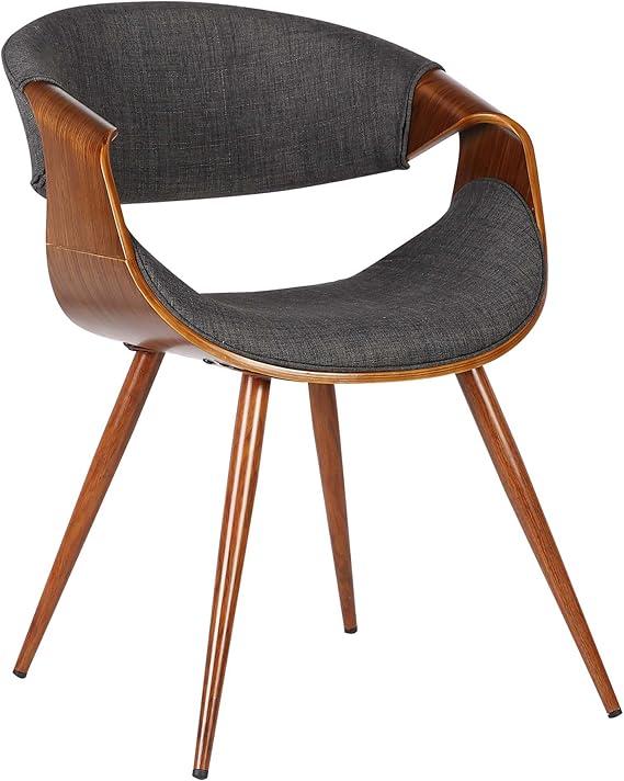 Armen Living Butterfly Mid-Century Dining Chair in Walnut Finish and Charcoal FabricArmen Living Butterfly Mid-Century Dining Chair in Walnut Finish and Charcoal Fabric, Single ,22"D x 21"W x 29"H
