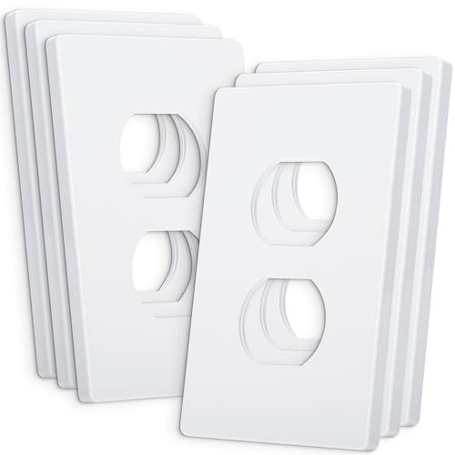 Bates Screwless Duplex Wall Plates, 6 Pack White - Screwless Wall Plate Cover - Electrical Wall Outlet Cover