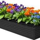 Foxlang 12x4x1.5ft Galvanized Raised Garden Bed,Outdoor Planter Box Metal Patio Kit Planting Bed for Vegetables Flowers Herb,Black