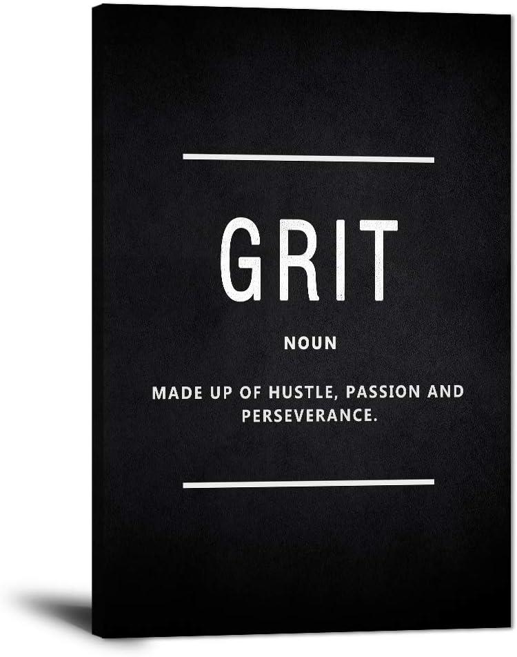 Yatsen Bridge Motivational Wall Art for Office Inspirational Canvas Painting Grit Noun Motto Posters Inspiring Quotes Pictures Sign Prints Artwork Home Living Room Wall Decorations Framed (24”Wx36”H)