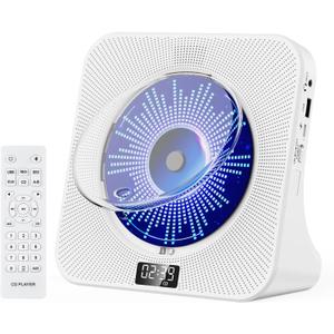 Gueray CD Player Bluetooth CD Players for Home Desktop with Dual Bluetooth & Large LCD Screen Display Front CD Player with Speakers & Timer CD Boombox FM Radio USB Type-C