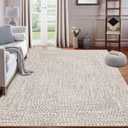 ROYHOME 9x12 Area Rug Large Machine Washable Rug for Living Room Print Braided Accent Rug Stain Resistant Non-Slip Carpet Farmhouse Solid Printed Textured Floor Cover for Home Decor, Beige/Grey