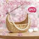 Ebrima 2 PCS Flower Girl Basket, Wicker Rattan Basket with Ribbon, Rustic Flower Girl Baskets for Weddings Bridal Anniversary Party Decor