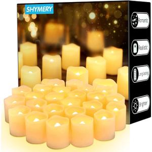 SHYMERY Flameless Votive Candles,50 Pack Flickering Electric Fake Battery Operated LED Candles,200+Hour Long Lasting LED Tea Lights for Wedding,Halloween,Christmas,Party and Holiday Decoration (Warm White-50pcs)